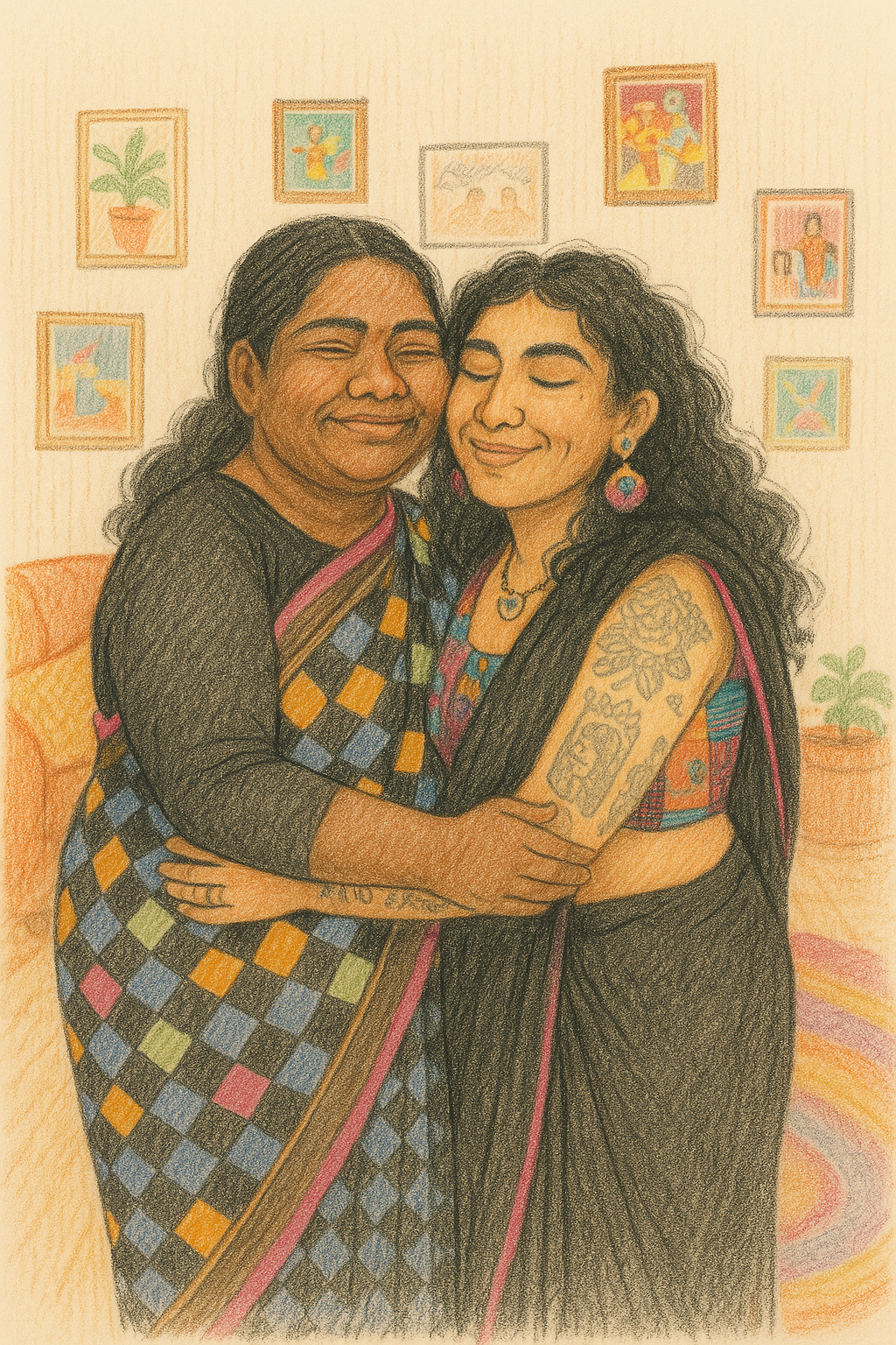 Mother and daughter embracing